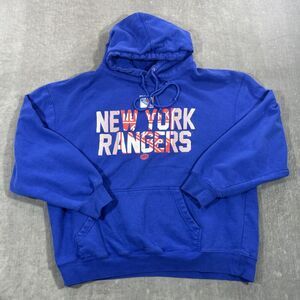 New York Rangers Mens XL Blue Hoodie Sweatshirt NHL Old Time Sports Vintage